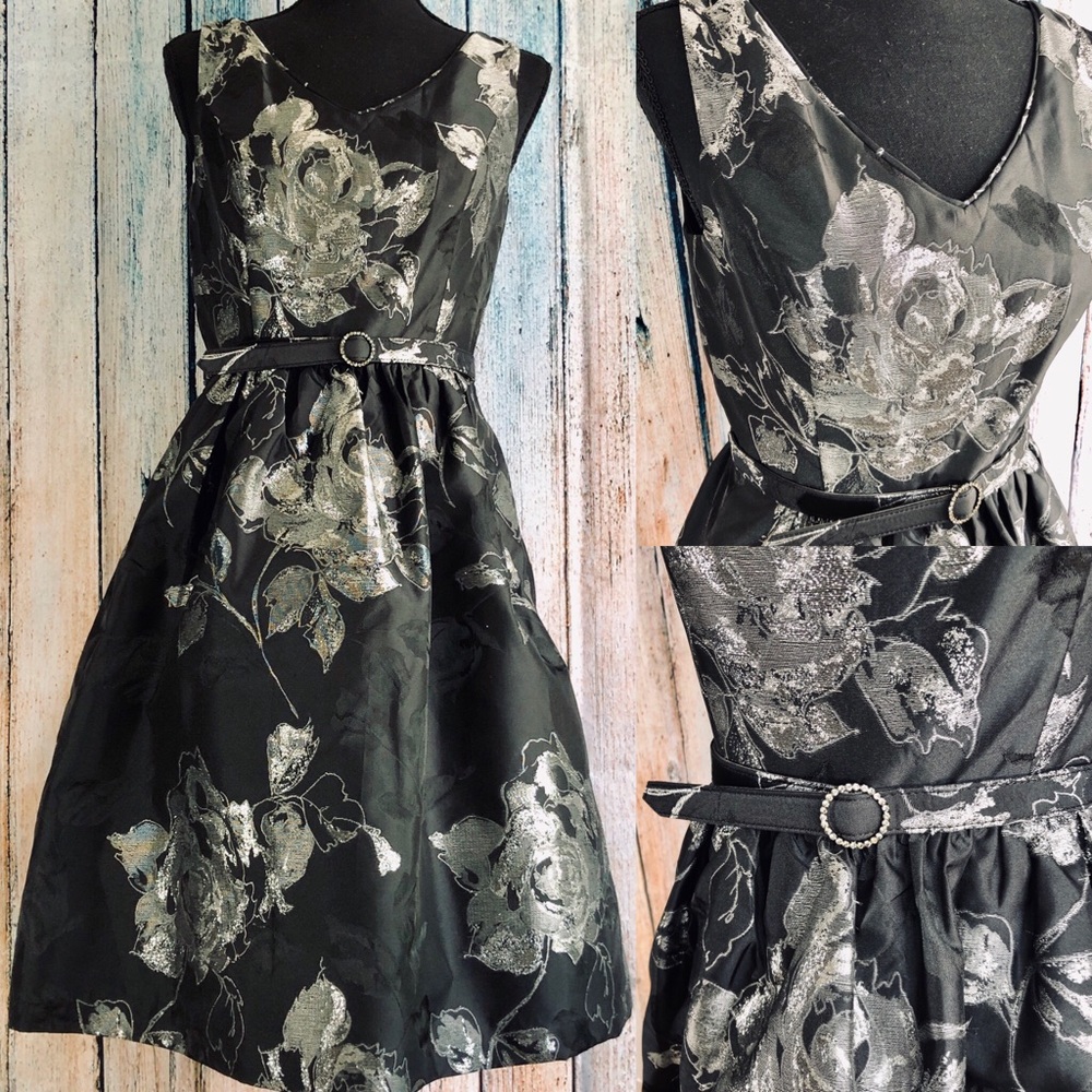 WHBM Silver Rose Cocktail Dress